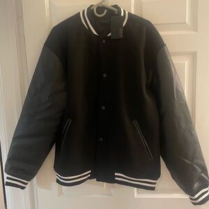 CSG Black Varsity Jacket with White Accents